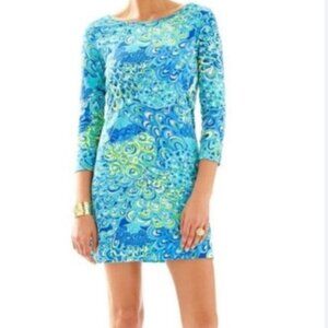 Lilly Pulitzer Marlowe Peacock T-Shirt Dress Blue Green Size M
